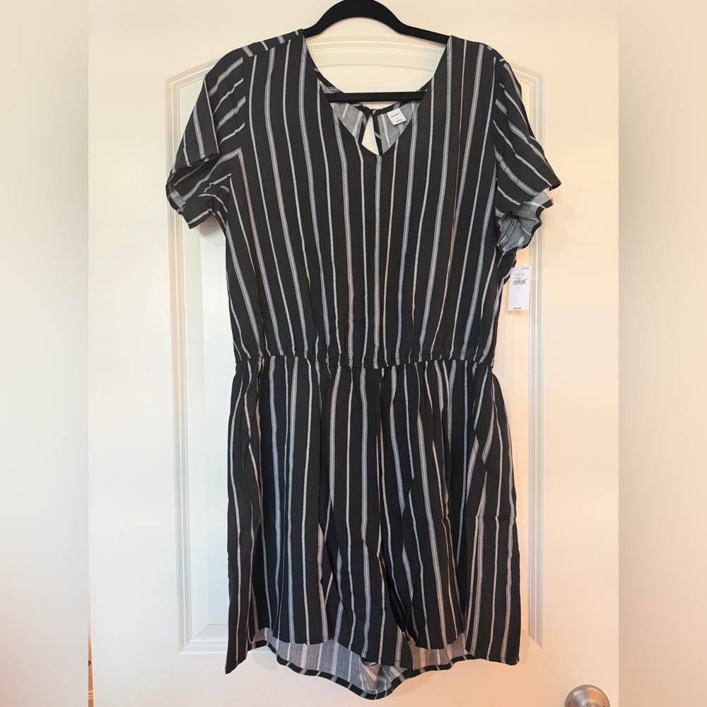 Old Navy Black and White Striped Romper